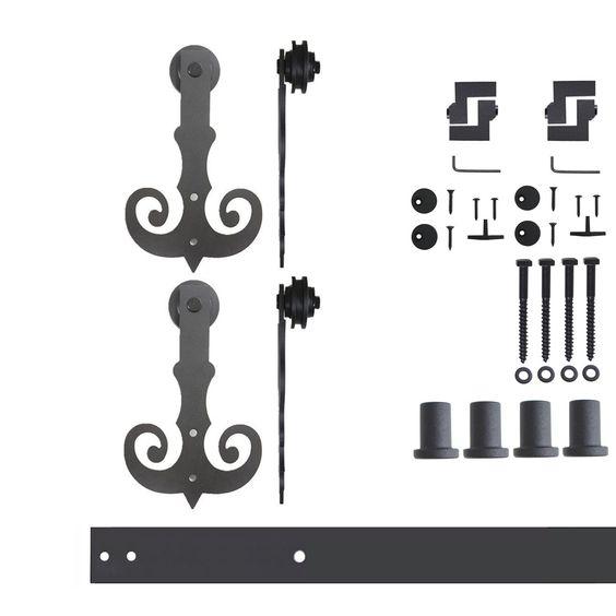 Non-Bypass Sliding Barn Door Hardware Kit - Mustache Design Roller