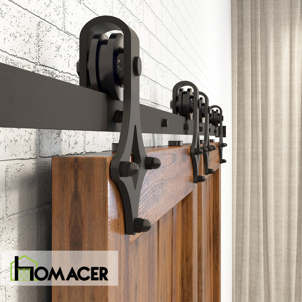 Non-Bypass Sliding Barn Door Hardware Kit - Diamond Design Roller