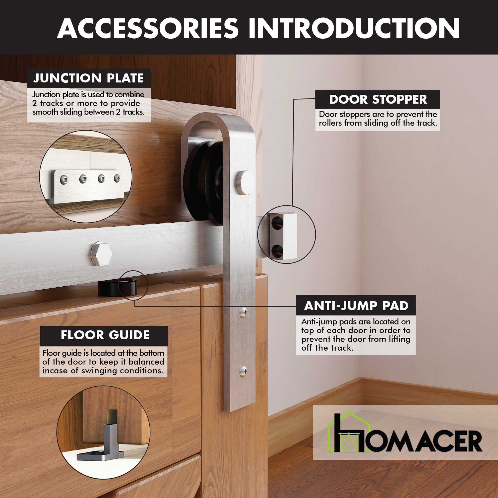 homacer sliding door mini brushed nickel hardware accessories introduction