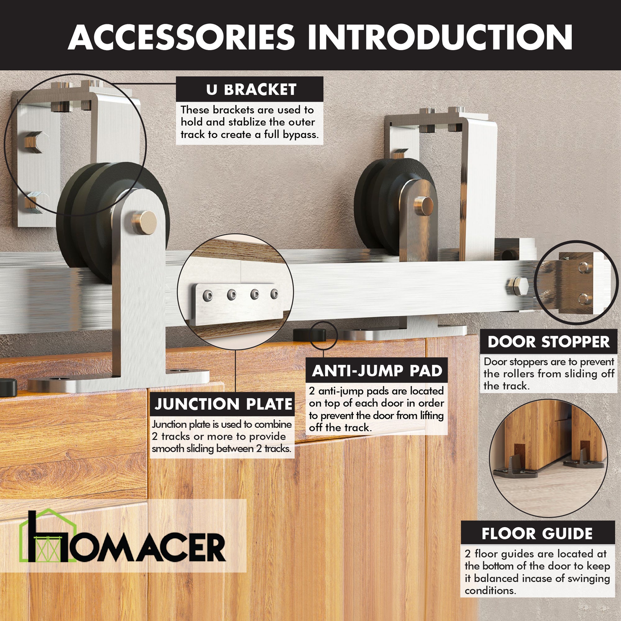 double track t-shape sliding door kit