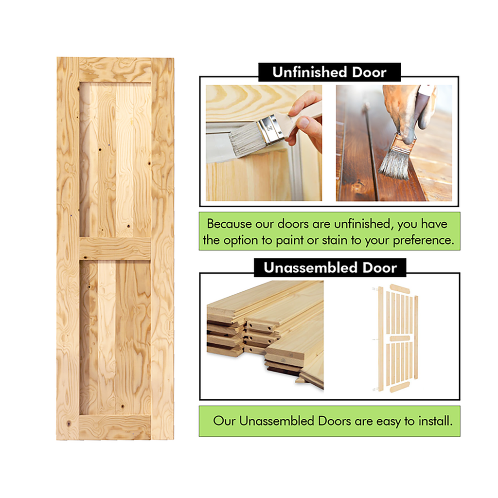 5-in-1 Single Barn Door with Non-Bypass Installation Hardware Kit (Brushed Nickel)