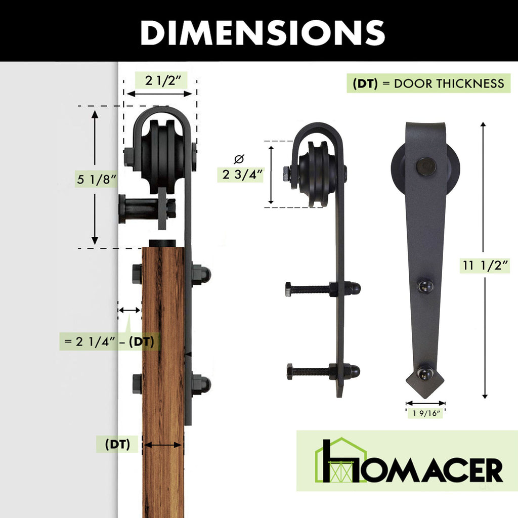 Non-Bypass Sliding Barn Door Hardware Kit - Arrow Design Roller