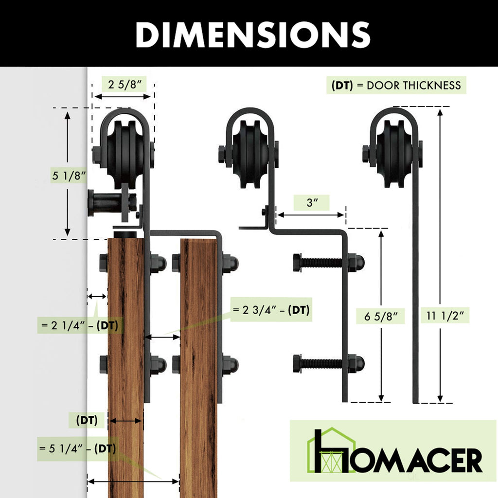 Single Track Bypass Sliding Barn Door Hardware Kit - Classic Design Roller