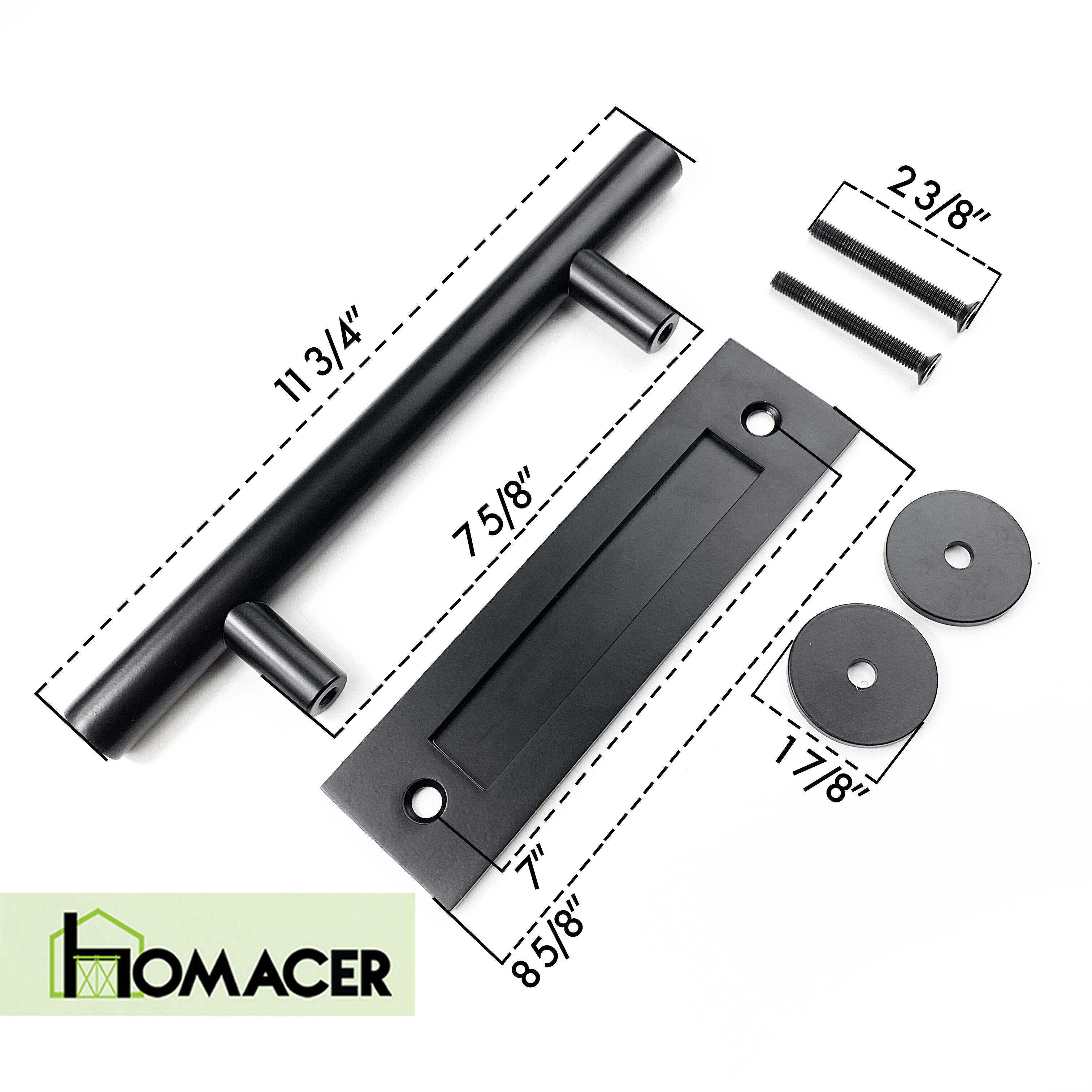 homacer slidng barn door Black Carbon Steel Door Handle dimension