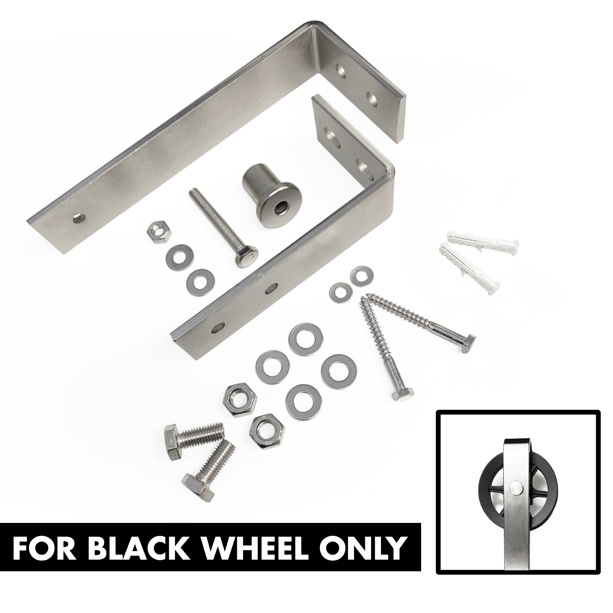 homacer sliding barn door Brushed Nickel Spoke Wheel Bracket Set Success
