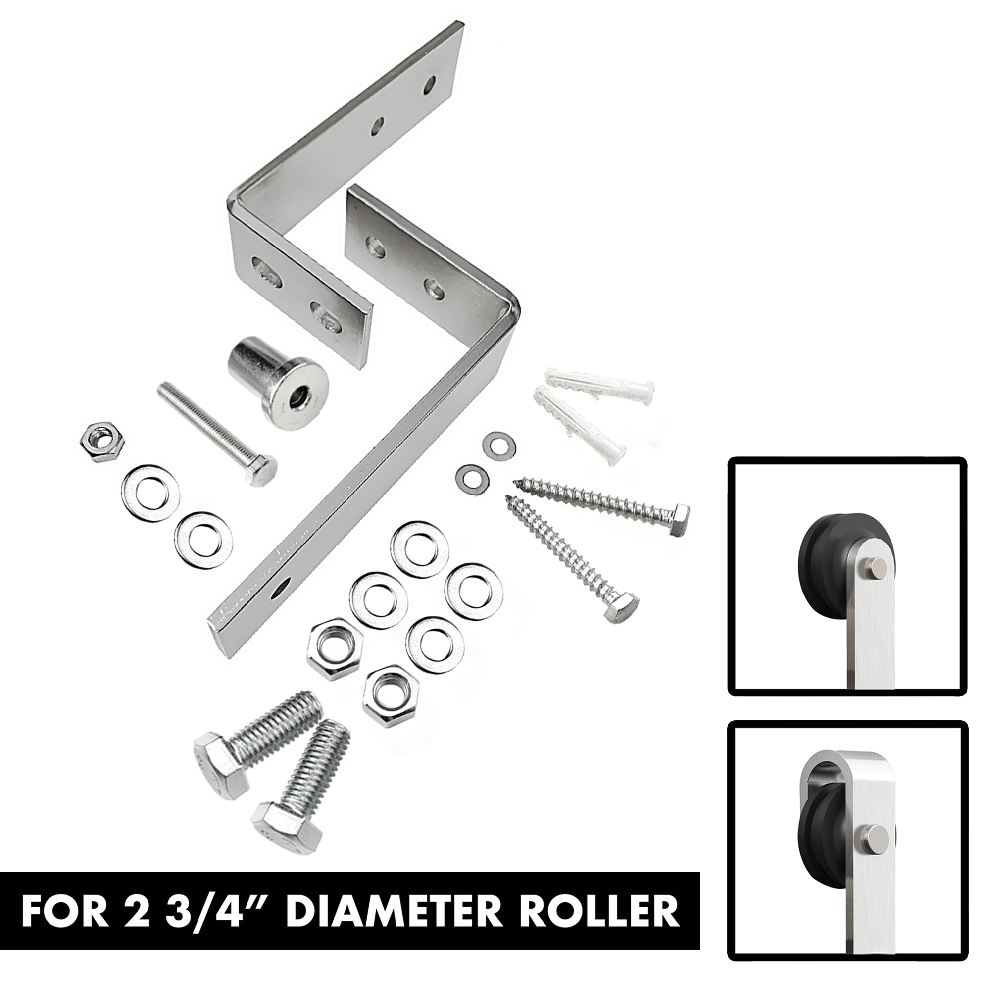 Homacer sliding barn door Brushed Nickel Z Bracket Set (Not for Black Wheel)