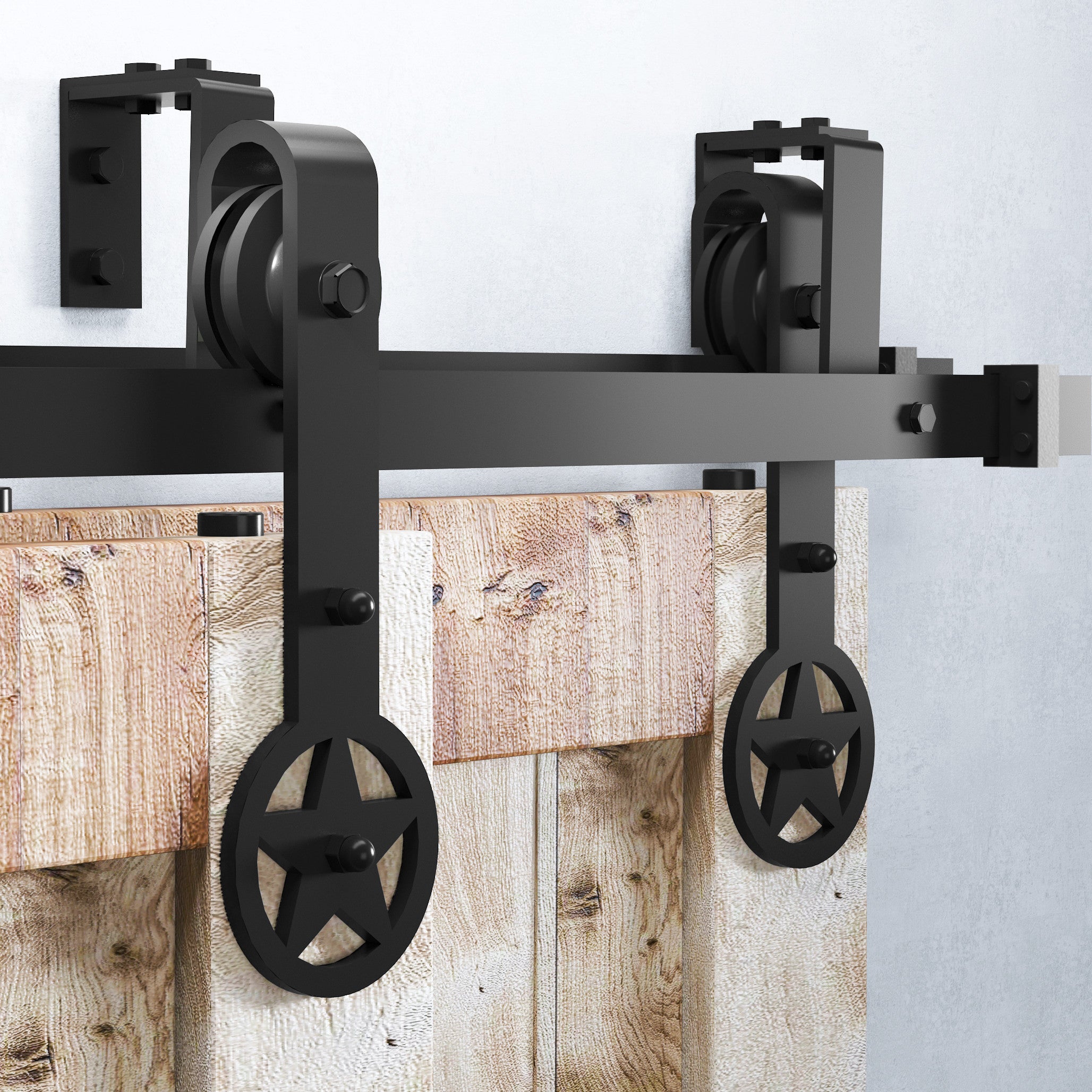 homeacer sliding double barn door hardware with star design