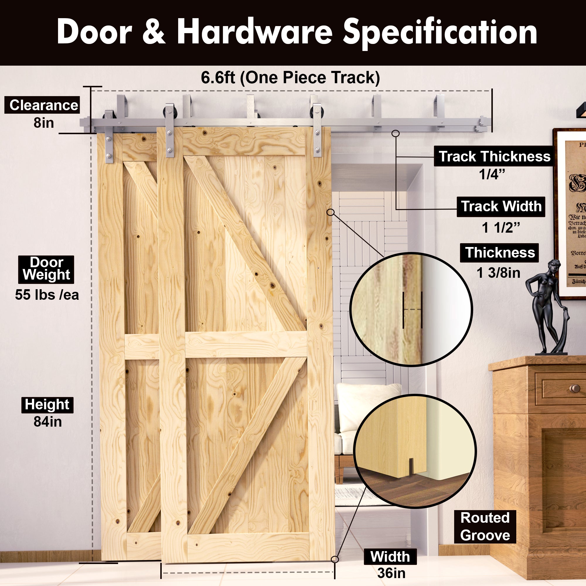 double barn door kit with doors