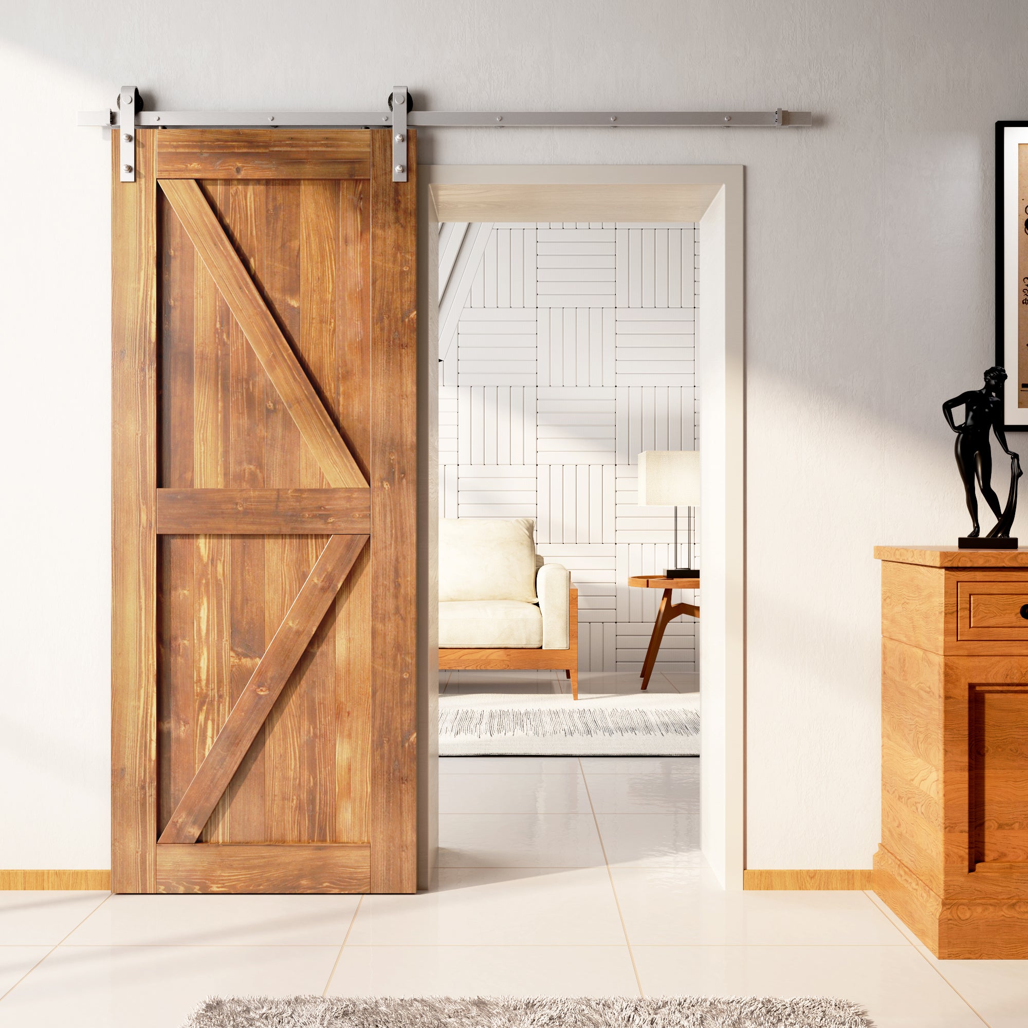 homacer brushed nickel single track non bypass early American single door kit
