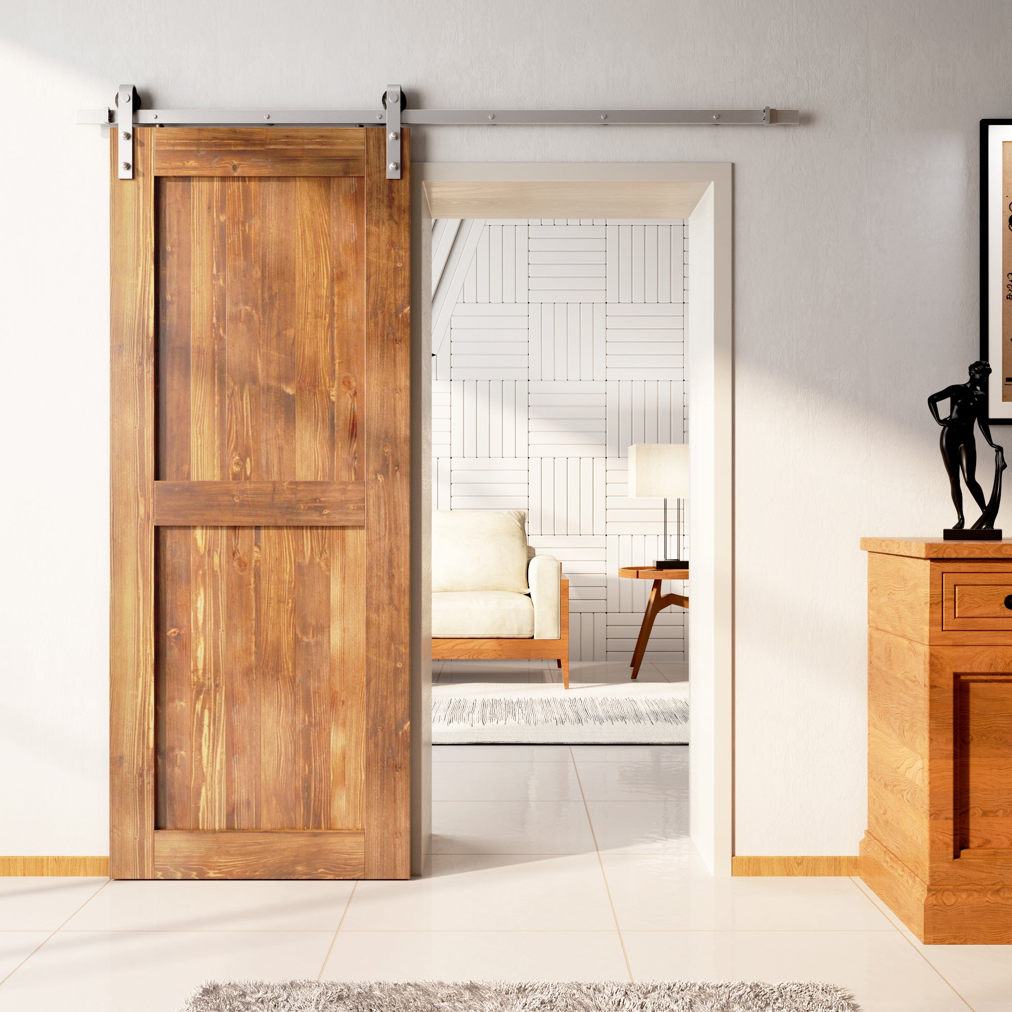 homacer brushed nickel single track non bypass early American single door kit