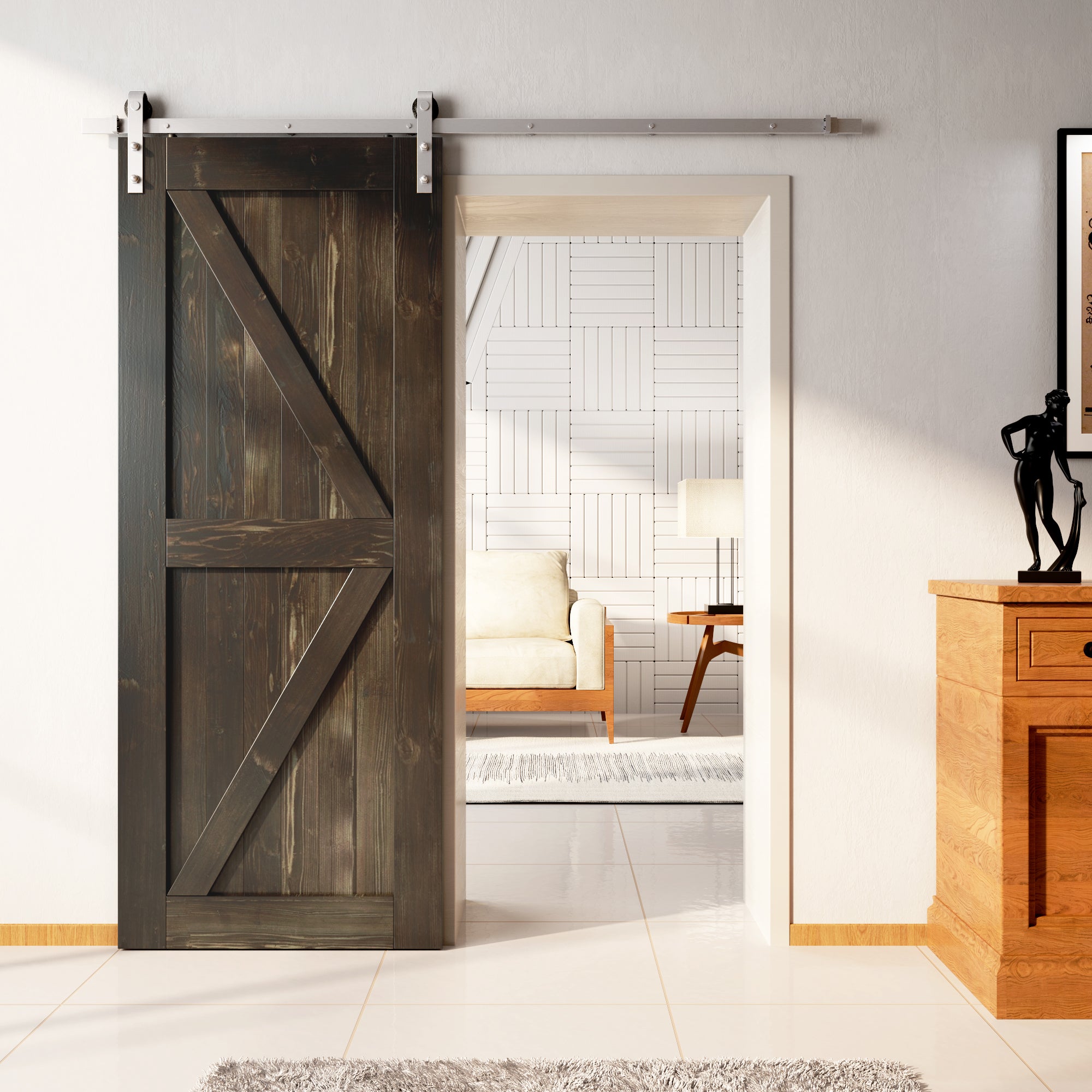 homacer brushed nickel single track non bypass ebony single door kit