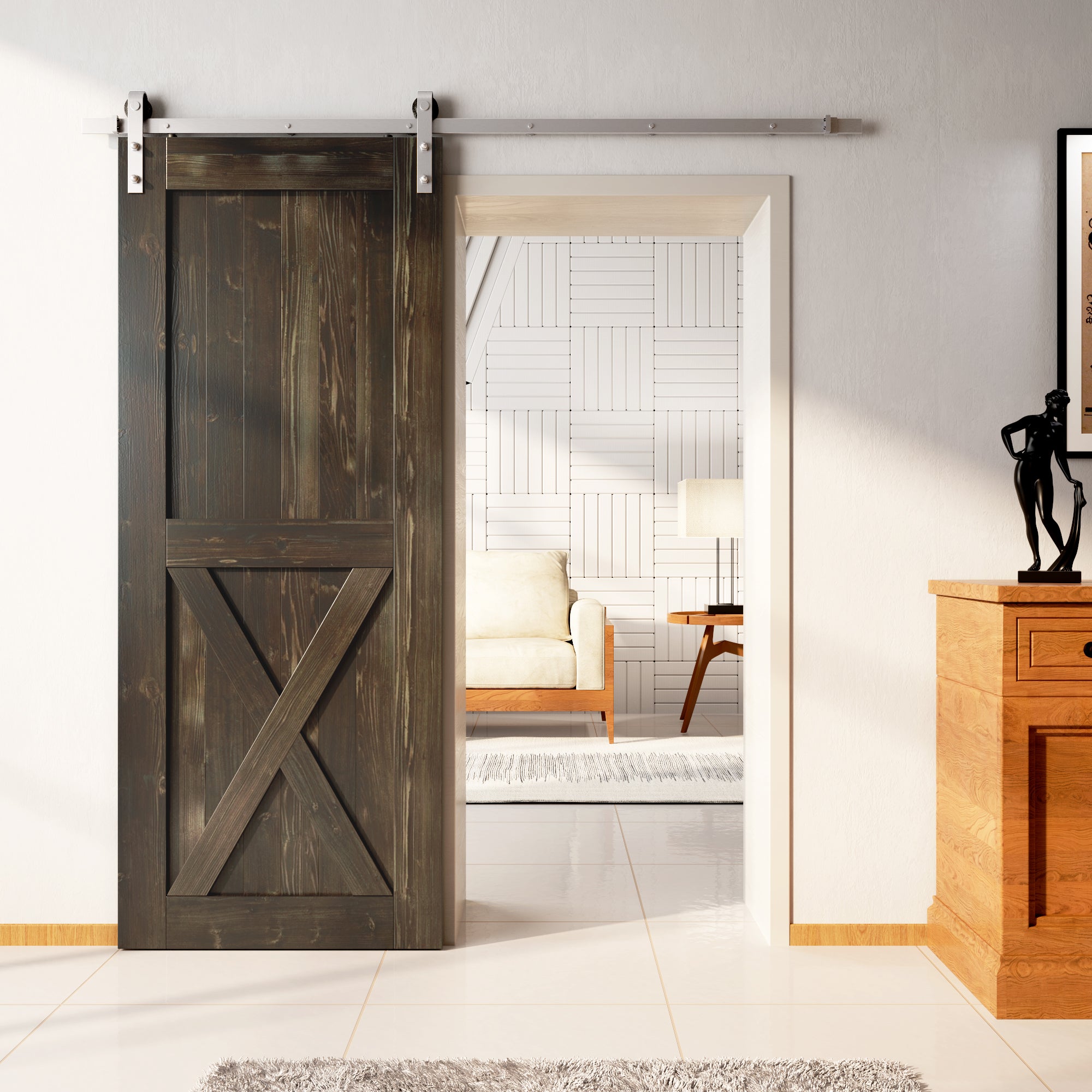 homacer brushed nickel single track non bypass ebony single door kit