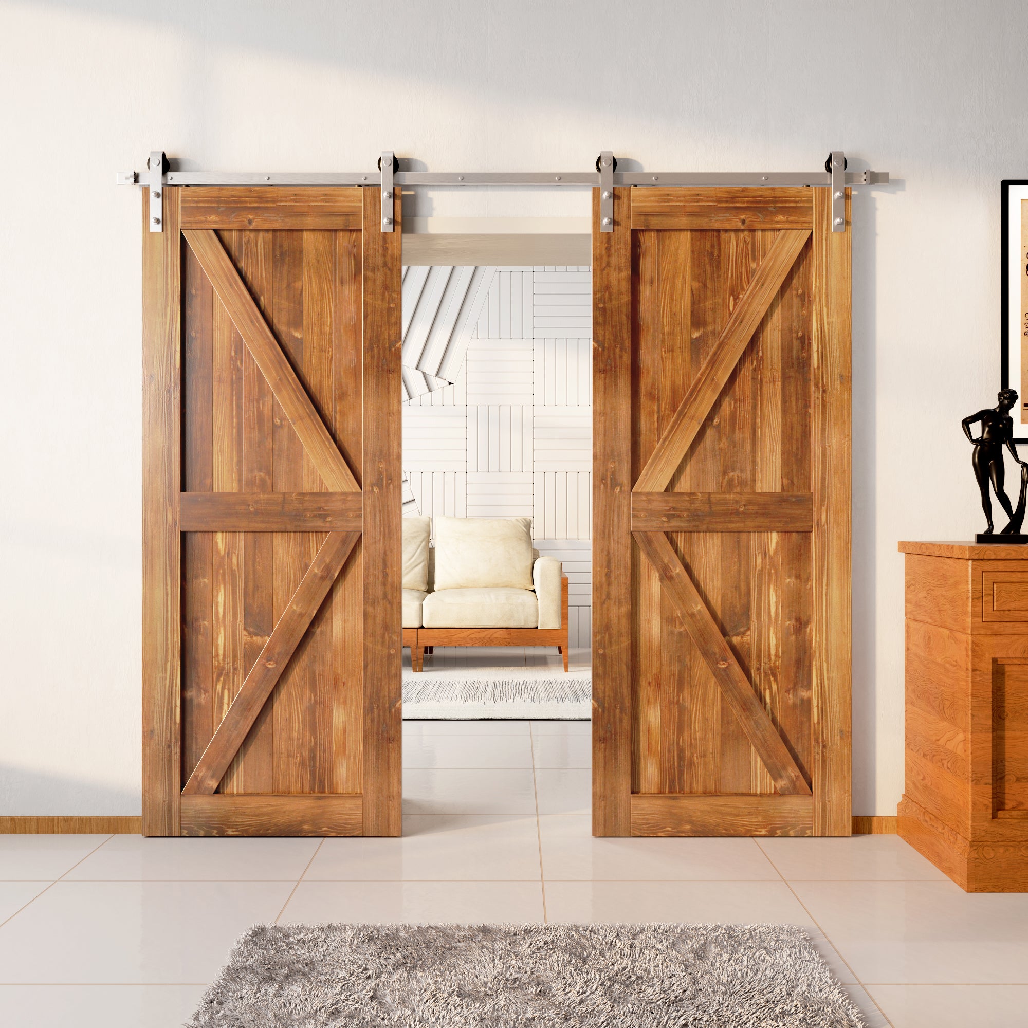 homacer brushed nickel single track non bypass early American double siding closet doors kit
