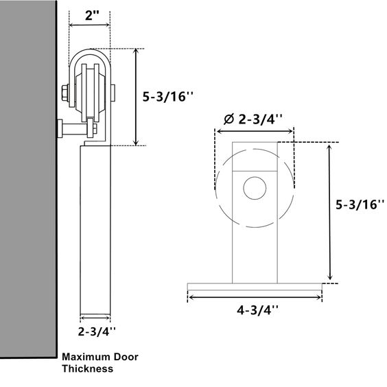 Standard Single & Double Barn Door Hardware - Bend T-Shape Design