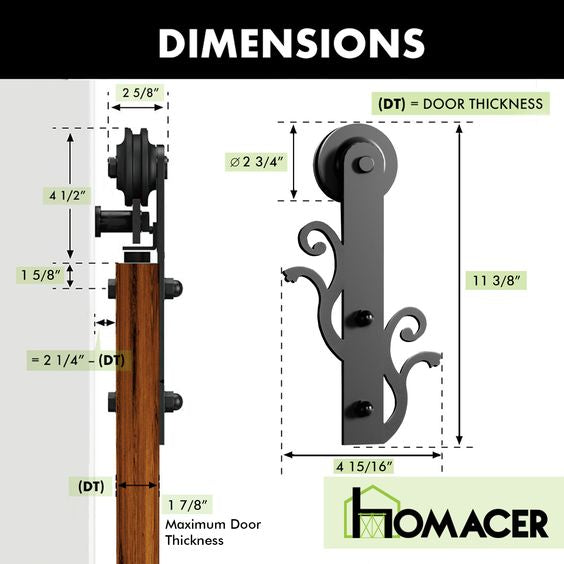 Non-Bypass Sliding Barn Door Hardware Kit - Twig Design Roller