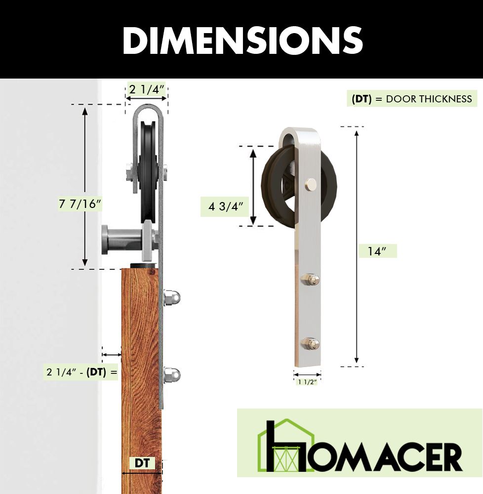 Non-Bypass Sliding Barn Door Hardware Kit - Spoke Wheel Design Roller