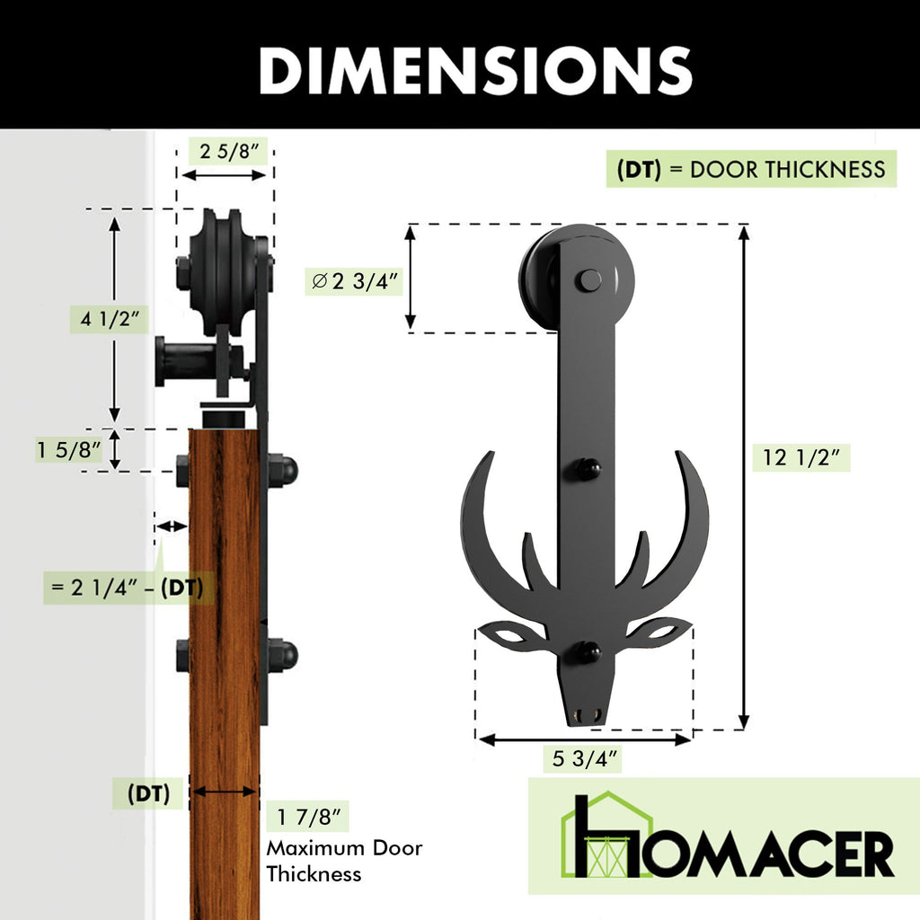 Non-Bypass Sliding Barn Door Hardware Kit - Bucks Design Roller
