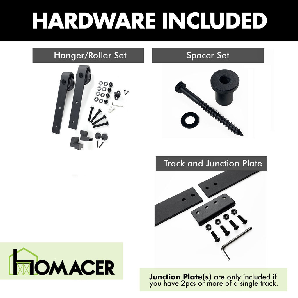 Homacer Black Rustic Non-Bypass Sliding Barn Door Hardware Kit, for One/Single Door, Classic Design Roller