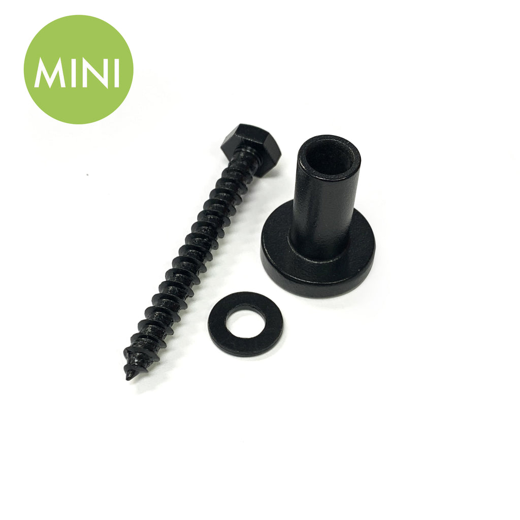 Black Mini Lag Bolt, Spacer, and Washer