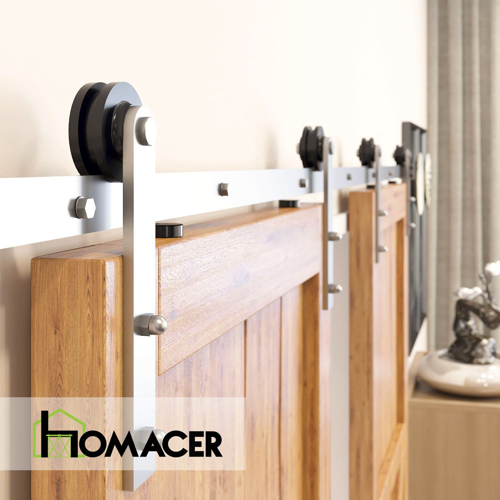 Non-Bypass Sliding Barn Door Hardware Kit - Straight Design Roller