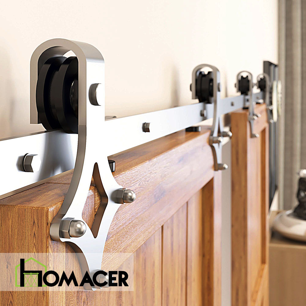 Non-Bypass Sliding Barn Door Hardware Kit - Diamond Design Roller