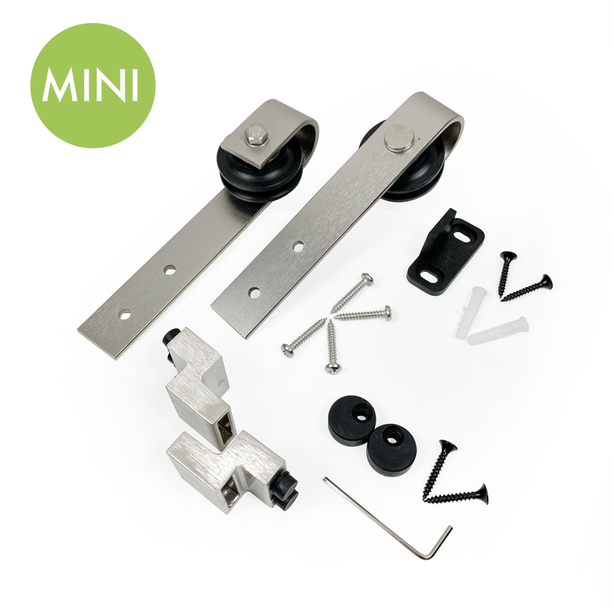 homacer sliding barn door Brushed Nickel Mini Classic Design Roller Set (1pair)