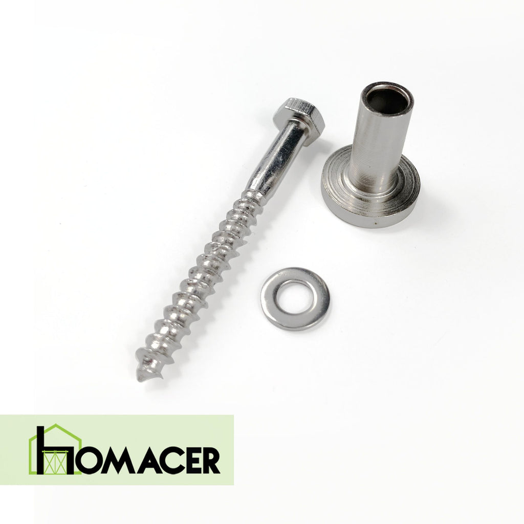 Brushed Nickel Mini Lag Bolt, Spacer, and Washer