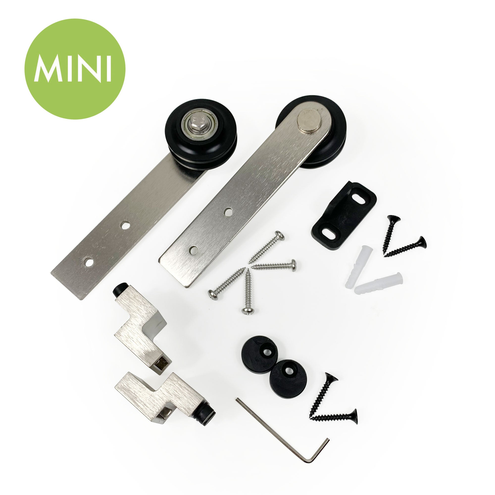 homacer Brushed Nickel Mini Straight Roller Set (1 pair) for mini sliding barn door track